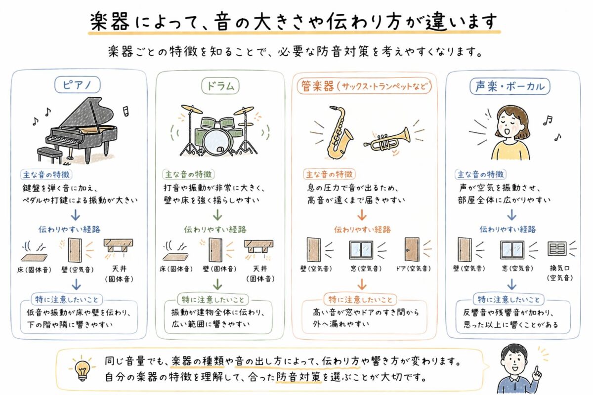 楽器ごとの違い