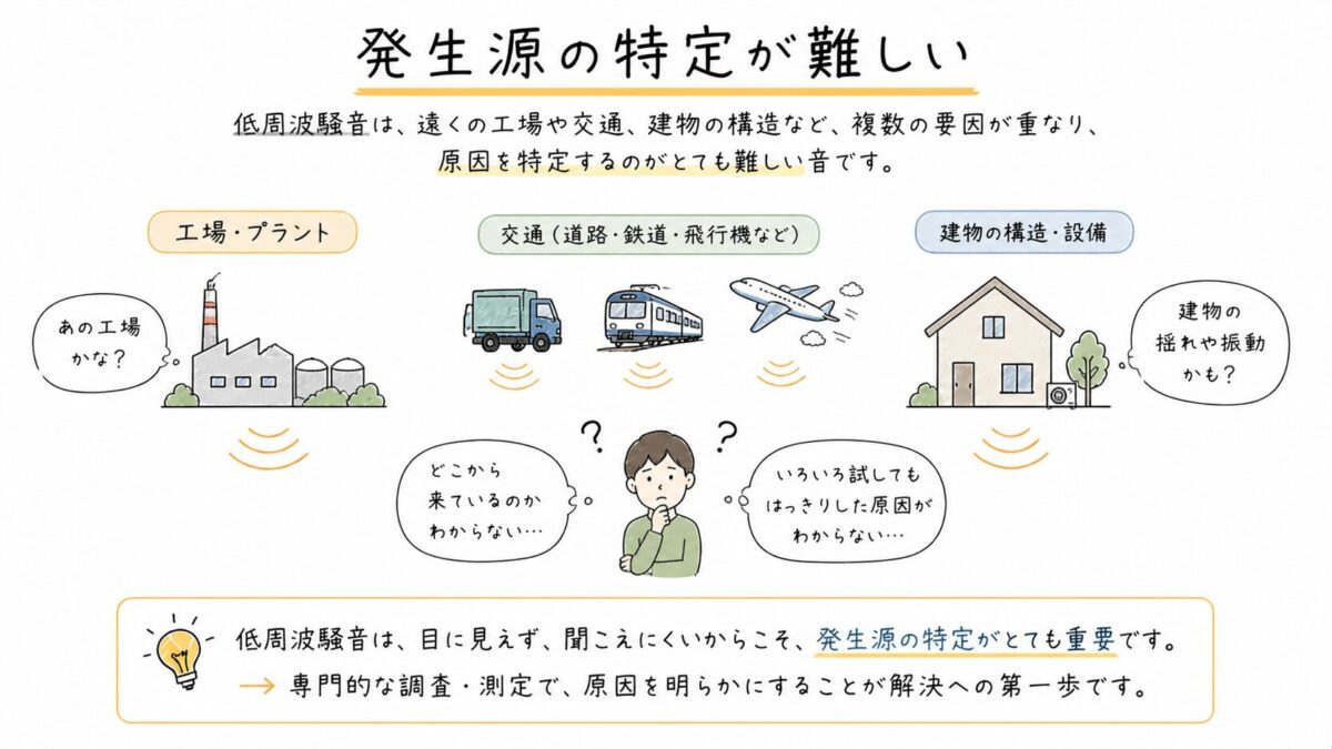 発生源の特定が難しいについて図解