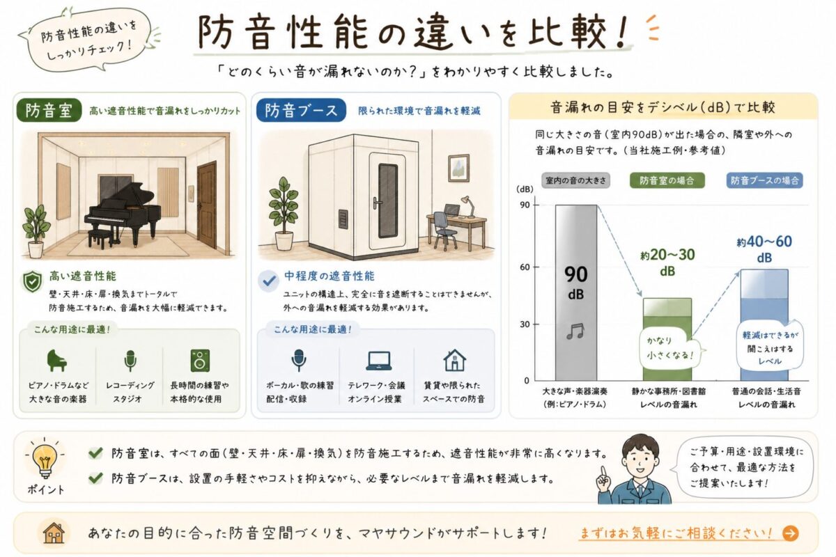 防音性能の違いの図解