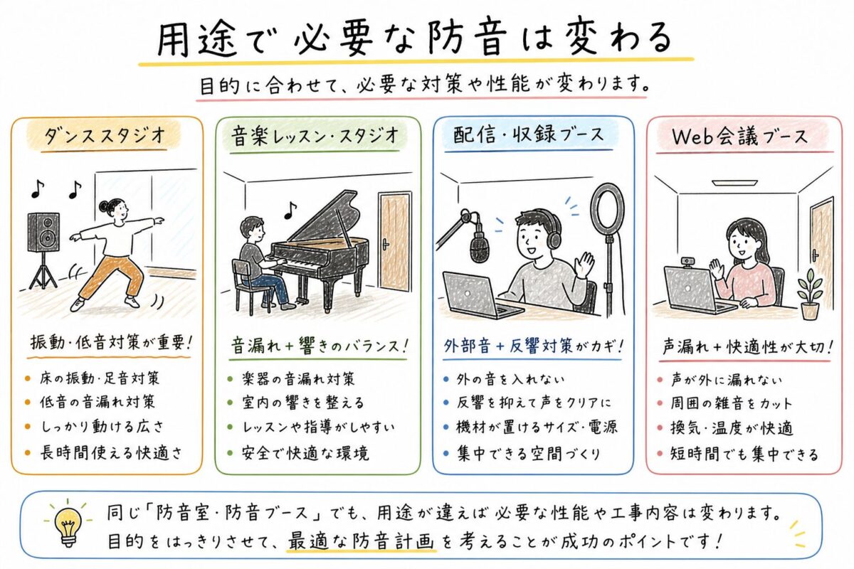 用途で必要な防音は変わる